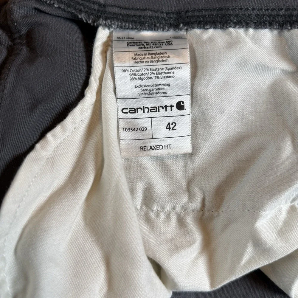 Carhartt Mens Rugged Flex Relaxed Fit Cargo Shorts Gray 103542 42